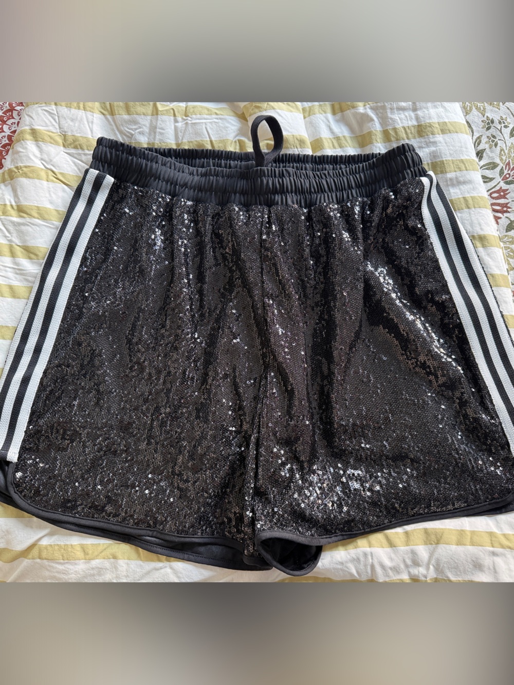 Adidas Blue Version SS23 Sequin Shorts XL NWT Black Sparkle